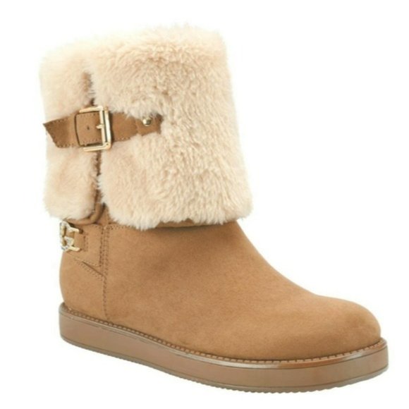 GBG Los Angeles Shoes - GBG Los Angeles Aleya Faux Fur Winter Boots Honey Glaze -6